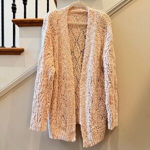 POL Blush & Cream Chunky Knit Cardigan